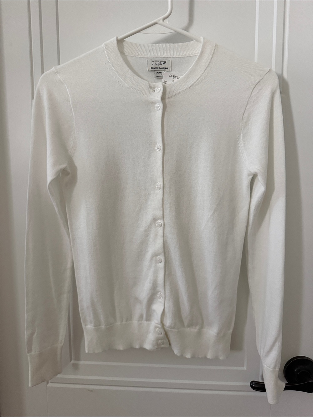J. Crew Factory Women's White Button-Up Crewneck Cardigan